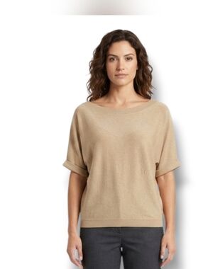 Soho Women’s Gold Metallic Shimmer Knit Dolman Top Size XS